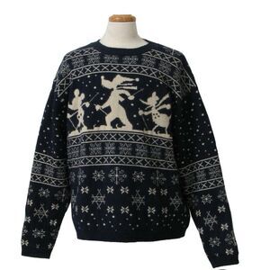 Vintage Disney Store Unisex M Wool Ski Sweater Mickey Goofy Donald